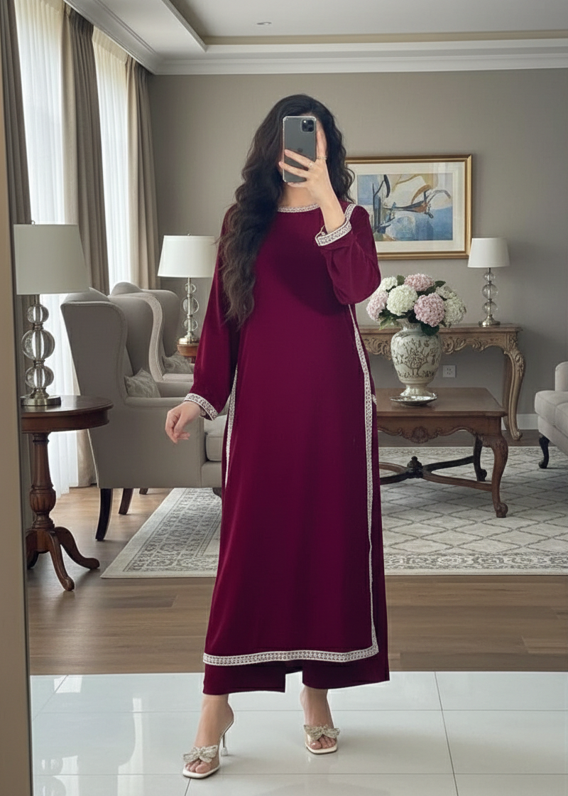 Maroon Stylish Cut (Pret) - MH001