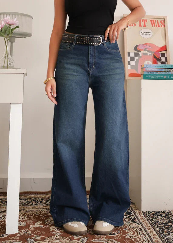 Luxe Celestial Blue Tinted Wide Leg Jeans