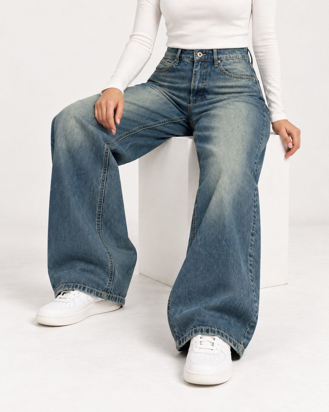 Clay Medium Blue Baggy Jeans - UNISEX
