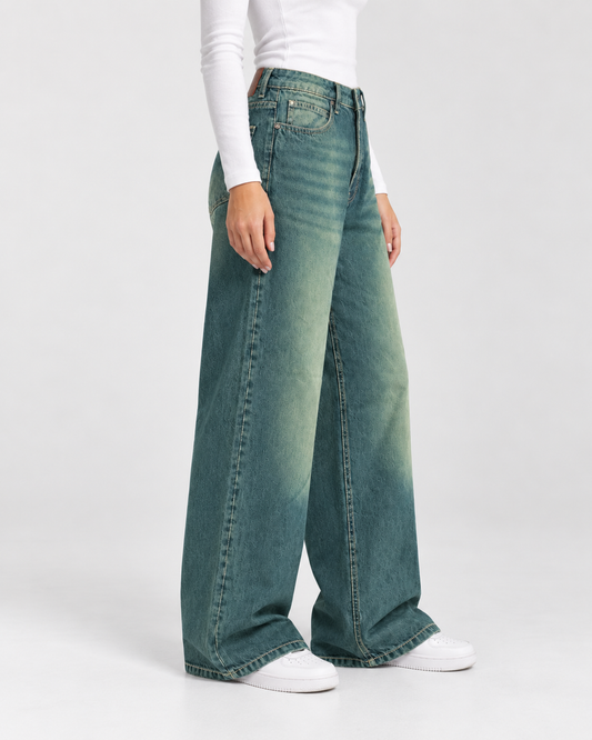 Spearmint Fade Baggy Fit Jeans (Unisex)