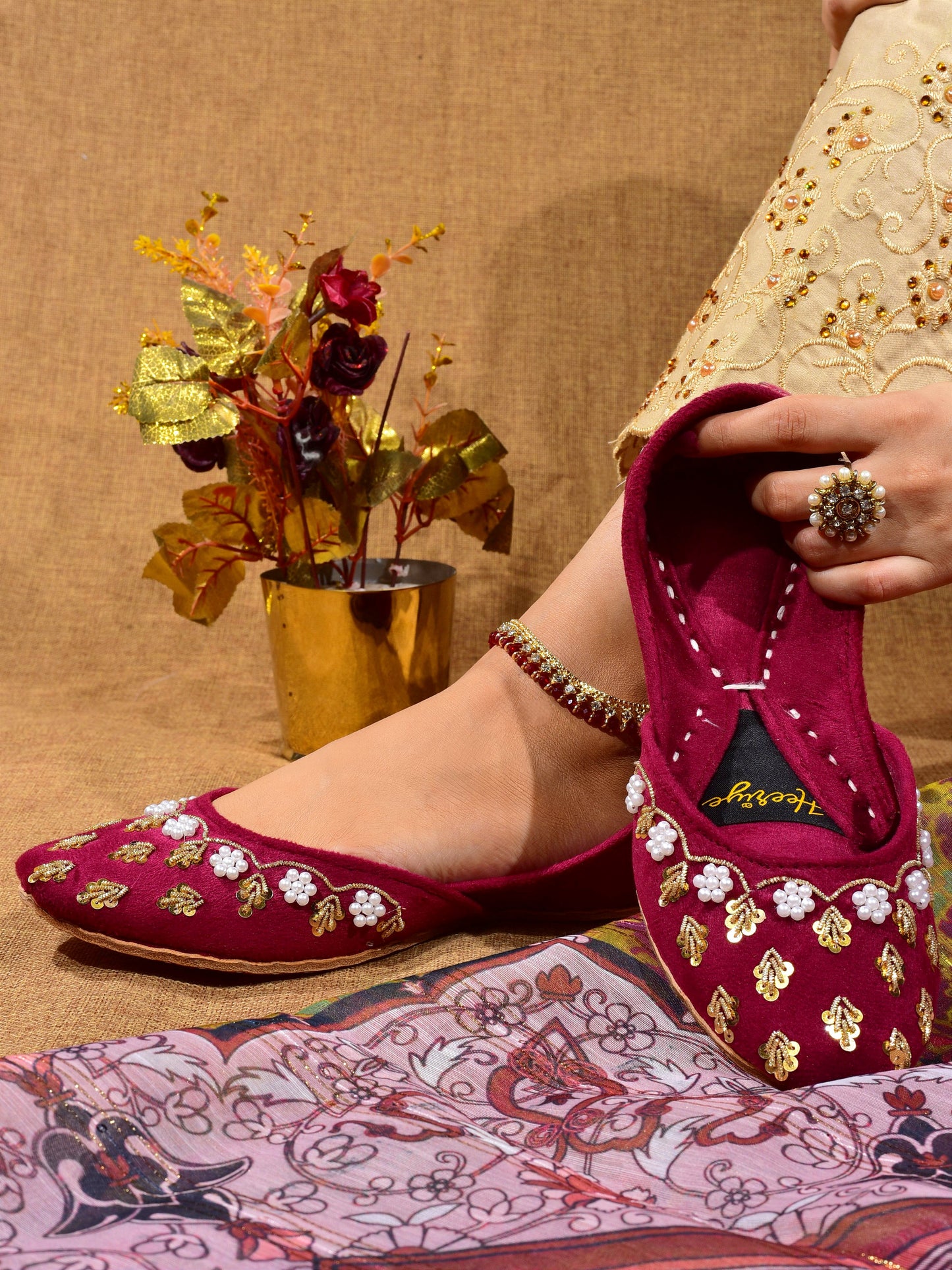 Rose Women's Bridal Khussa by Heeriye