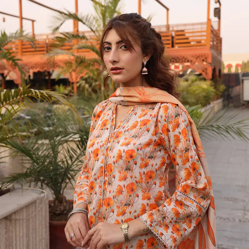 3PC Stitched Printed Lawn Suit - H306