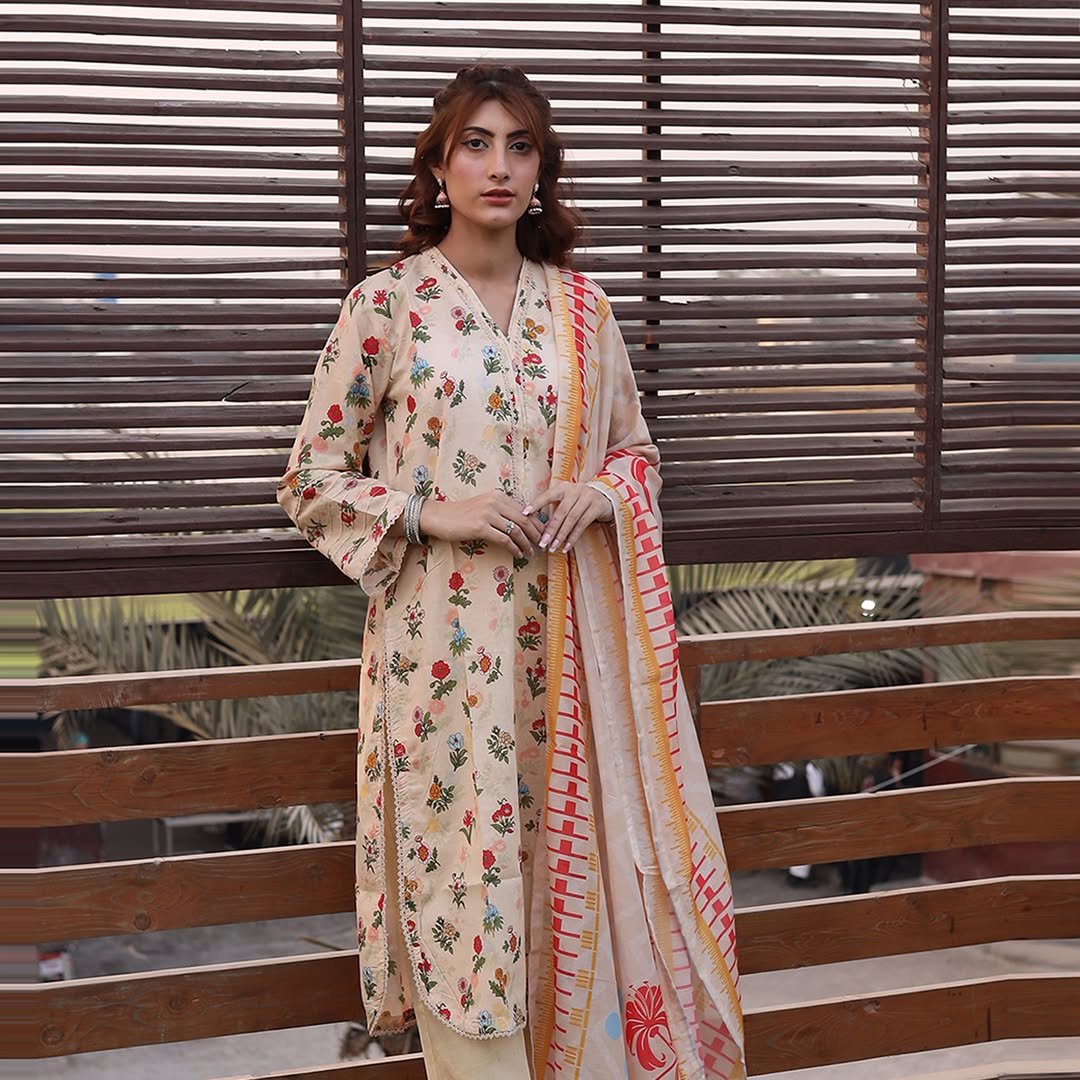 3PC Stitched Printed Lawn Suit - H307