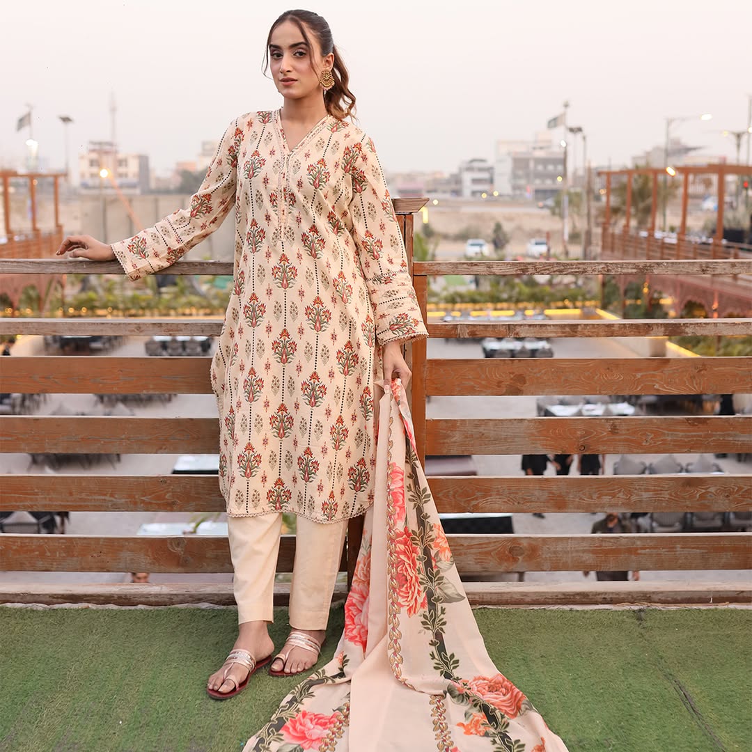 3PC Stitched Printed Lawn Suit - H305