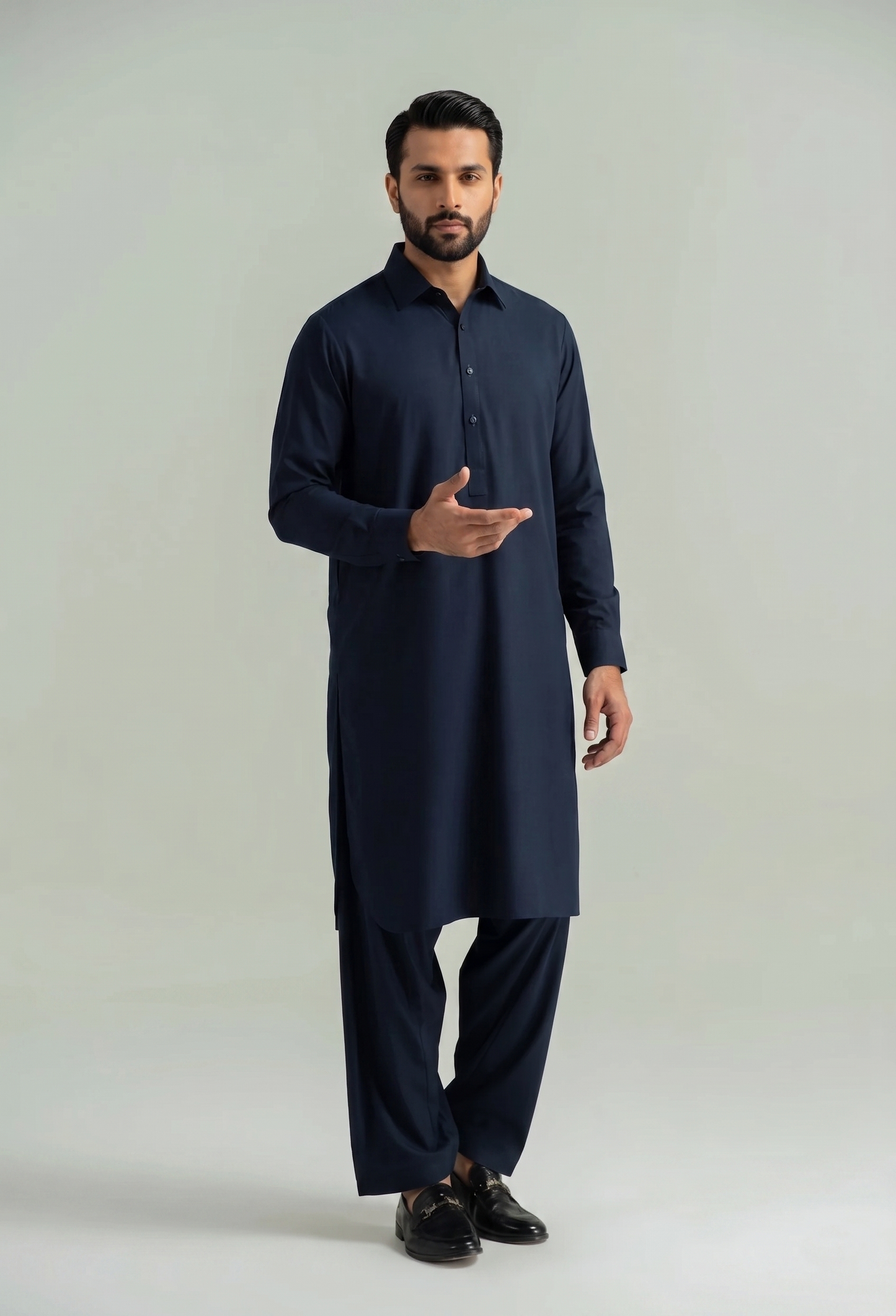 Muskan- Navy Kameez Shalwar Shirt Collar