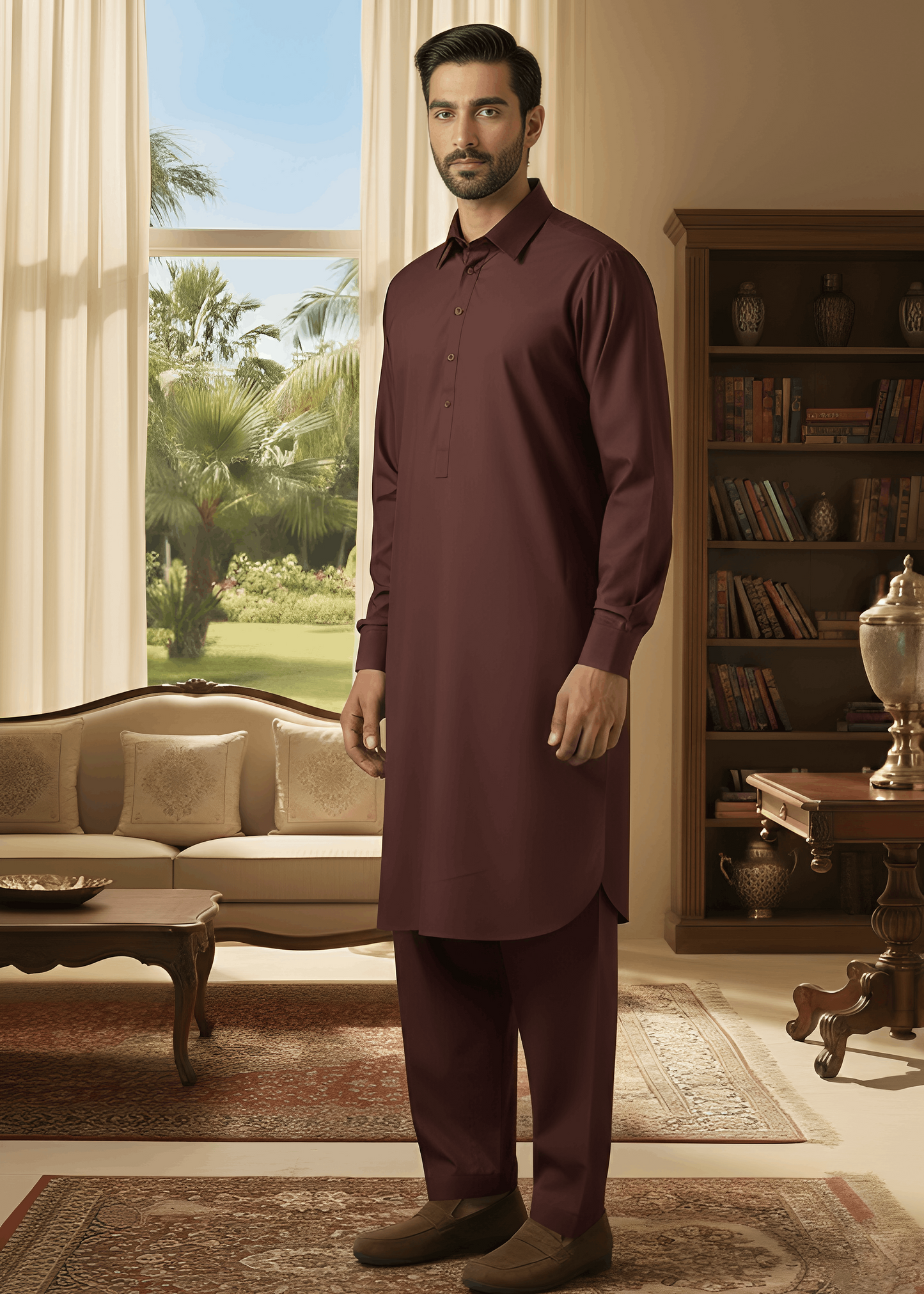 Sunflower-Mahroon Kameez Shalwar