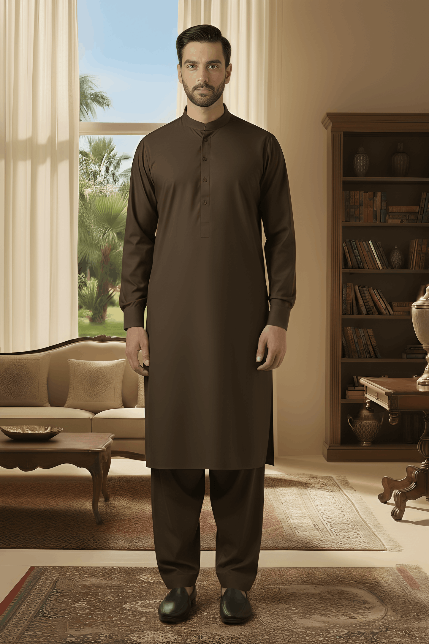 Sunflower- Brown Kameez Shalwar