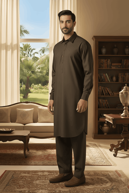 Sunflower-Brown Kameez Shalwar