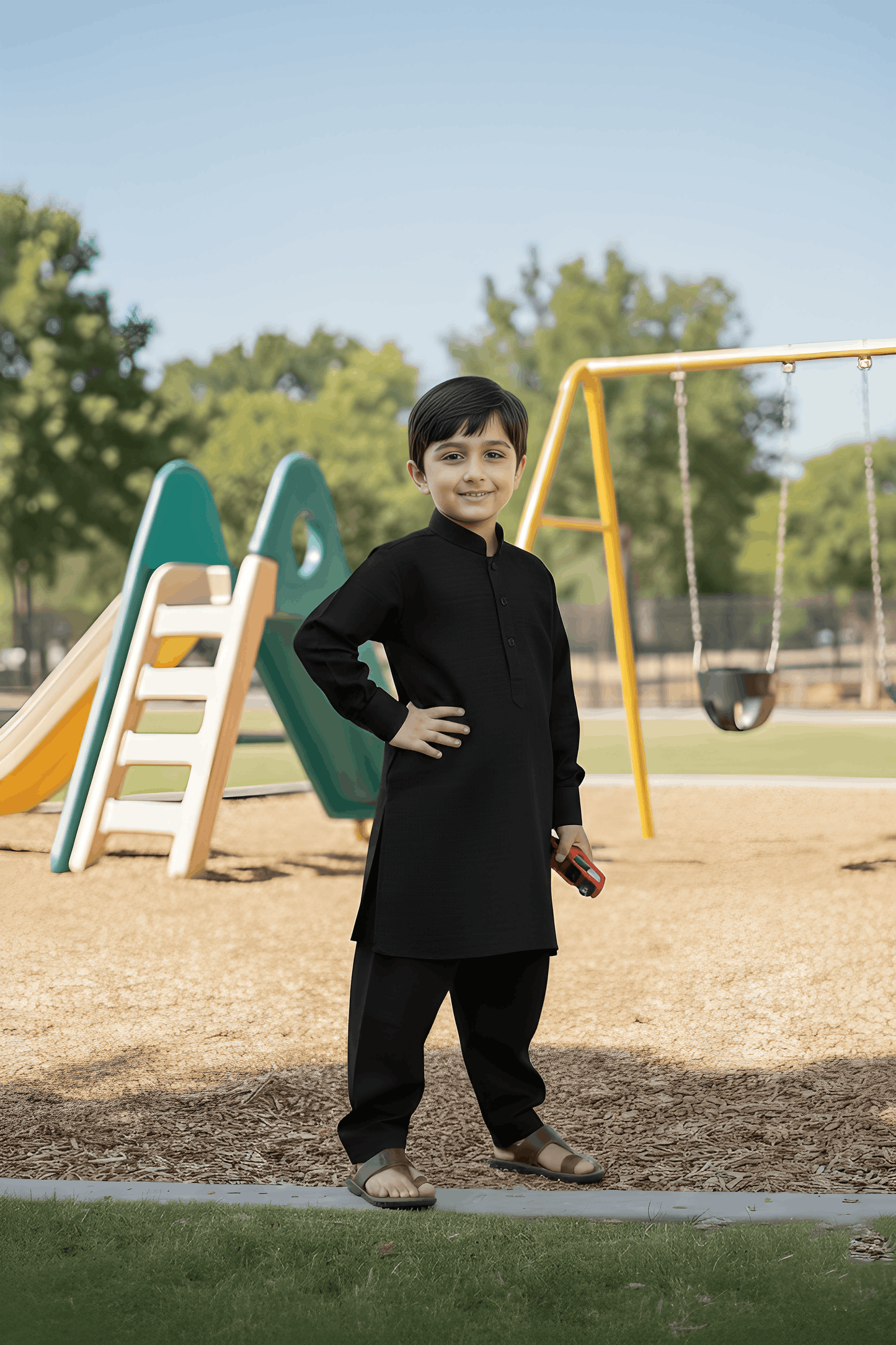 Rain Bow- Black Kameez Shalwar