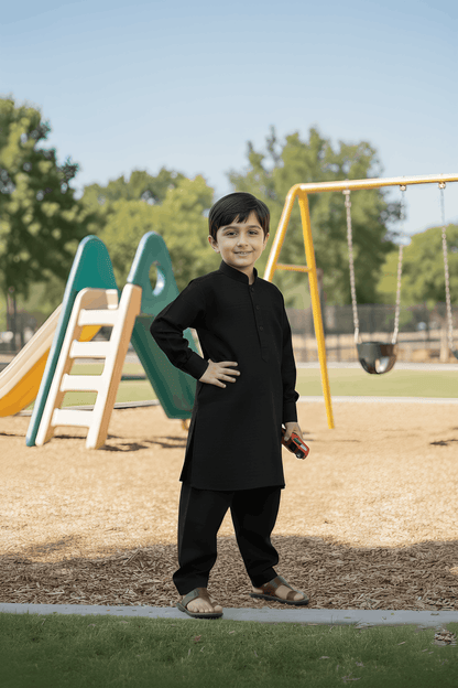 Rain Bow- Black Kameez Shalwar