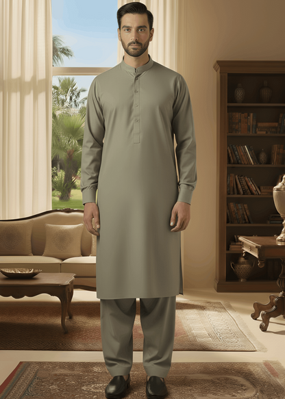 Sunflower- Dark Grey Kameez Shalwar