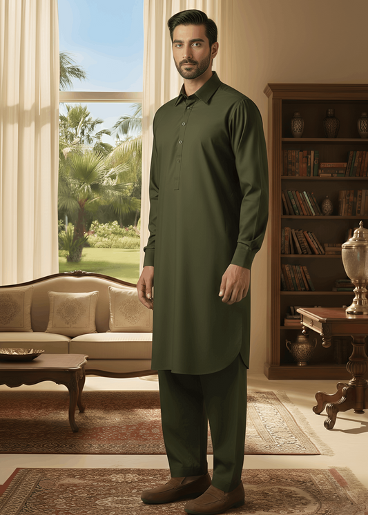 Sunflower-Mehndi Kameez Shalwar