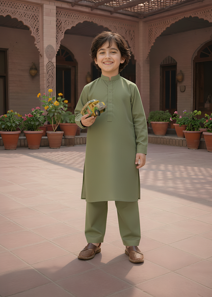 Crystal Star - Boy Green Kameez Shalwar