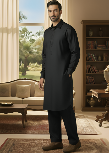 Sunflower- Black Kameez Shalwar