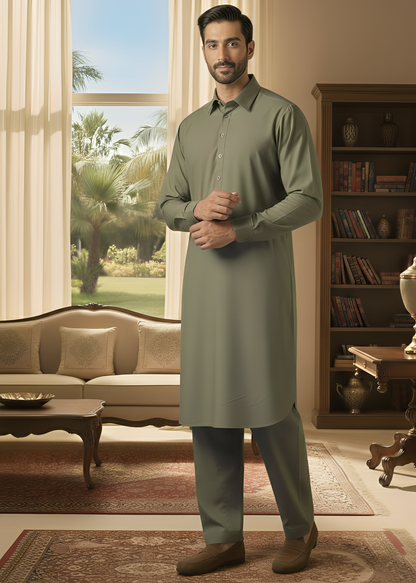 Sunflower-Dark Grey Kameez Shalwar