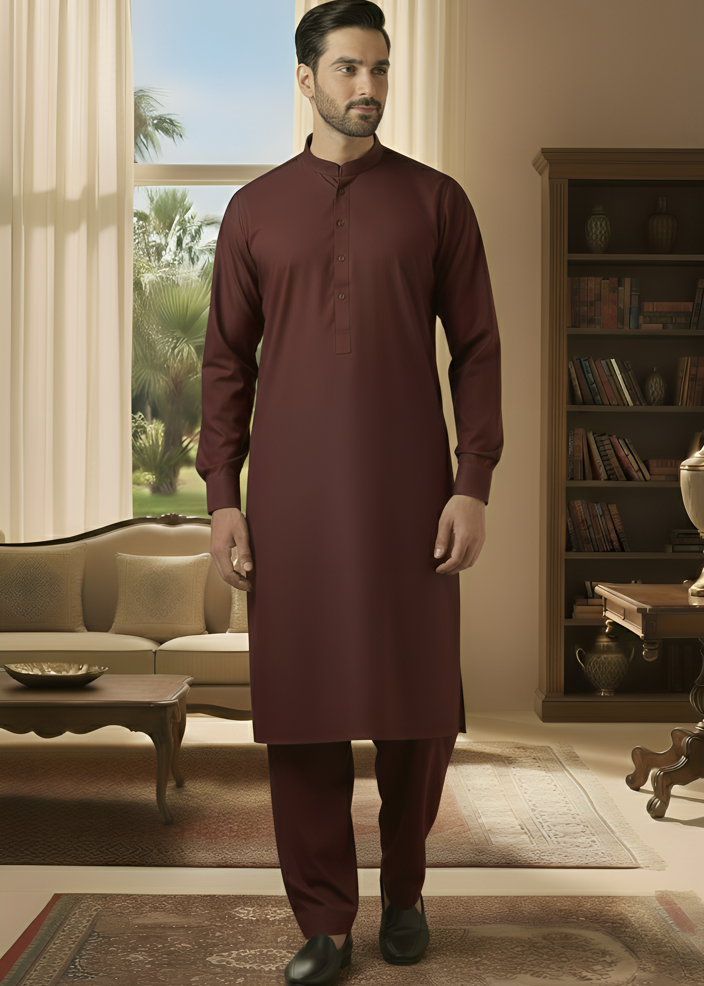 Sunflower- Mahroon Kameez Shalwar