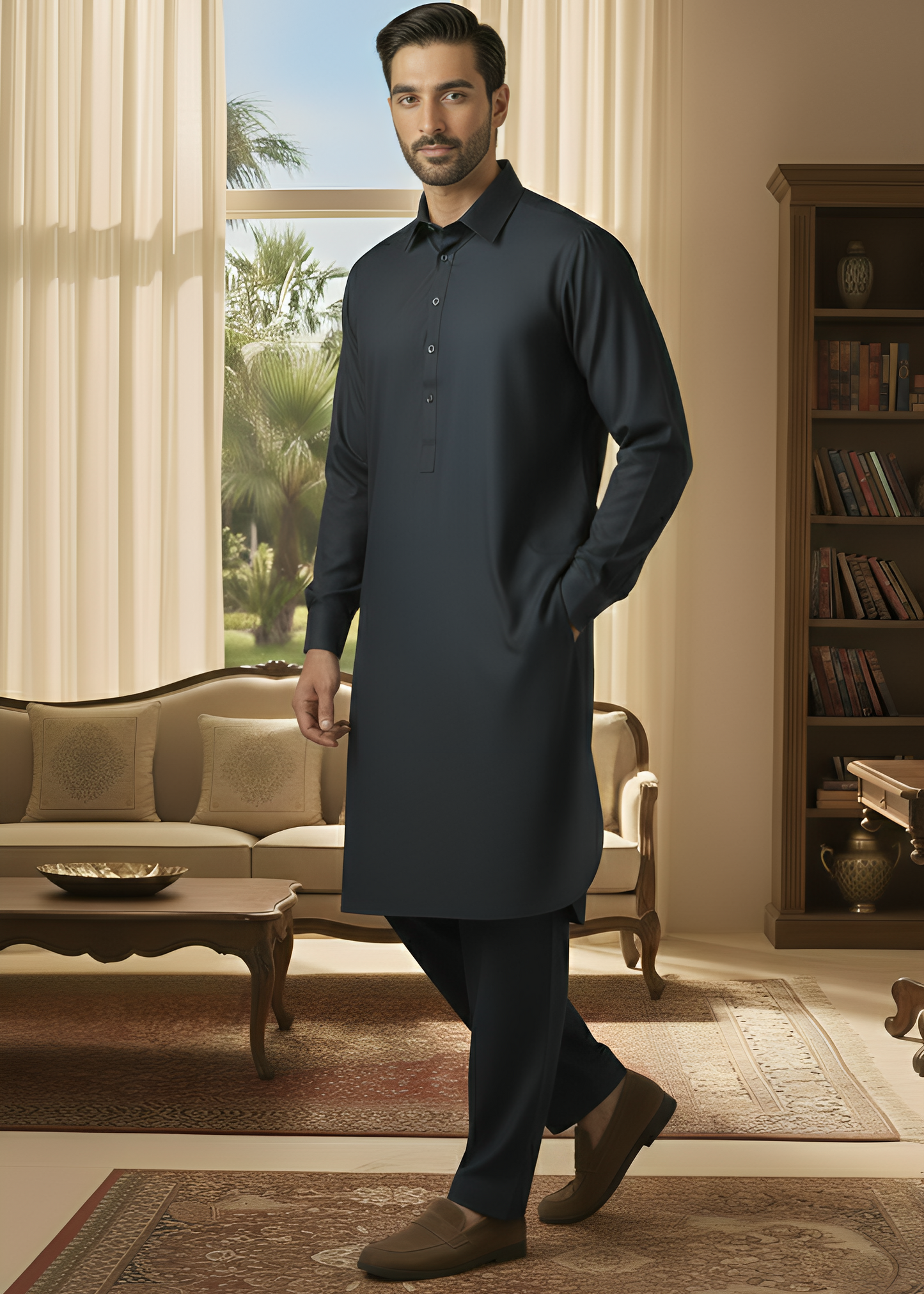 Sunflower-Navy Kameez Shalwar