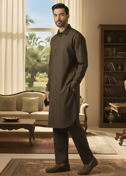 Sunflower-Brown Kameez Shalwar