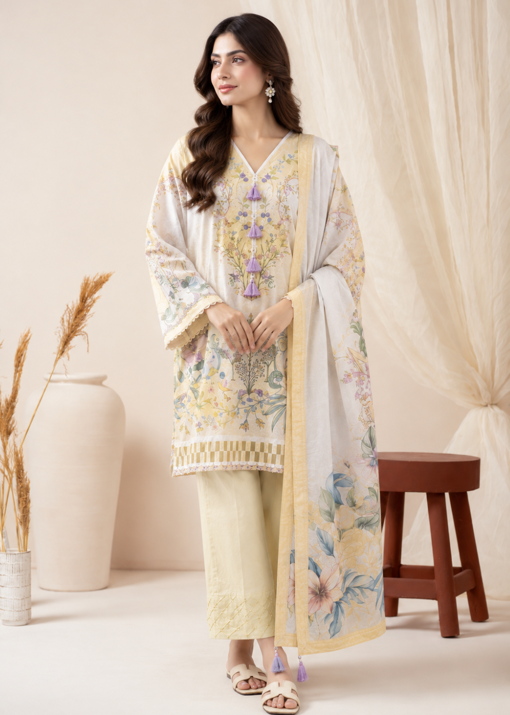 Basic Printed Lawn 3-Pieces Stitched