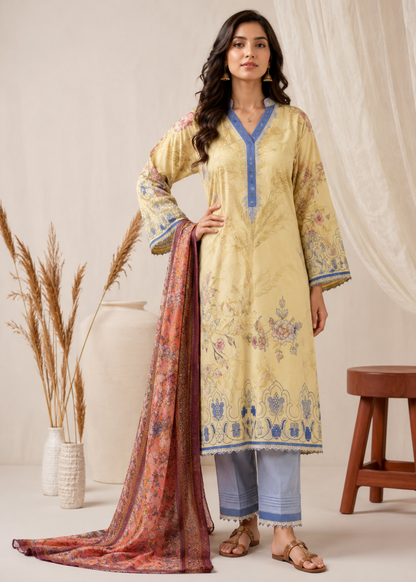 Basic Printed Lawn 3-Pieces Stitched