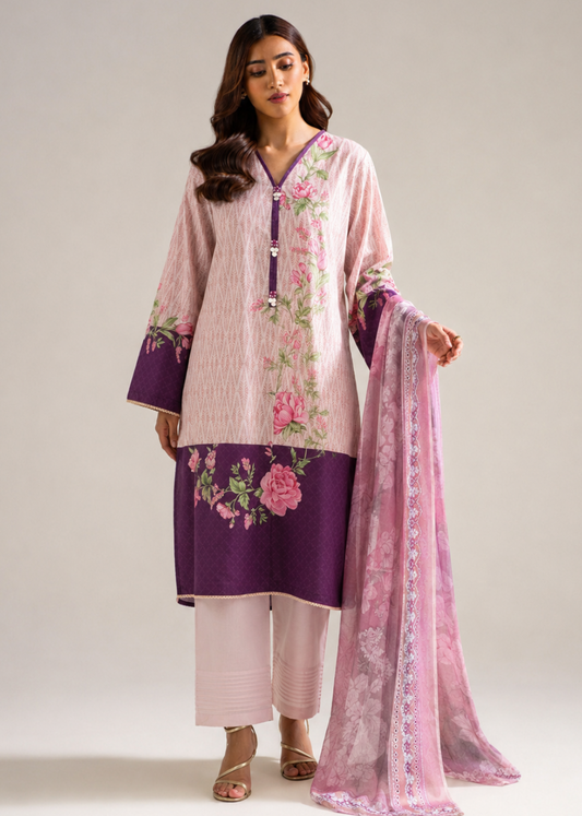 Basic Printed Lawn 3-Pieces Stitched