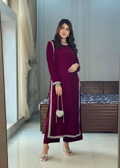 Maroon Stylish Cut (Pret) - MH001
