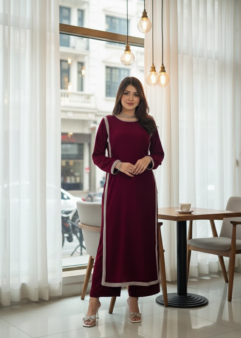 Maroon Stylish Cut (Pret) - MH001