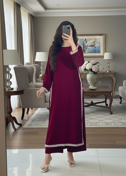 Maroon Stylish Cut (Pret) - MH001