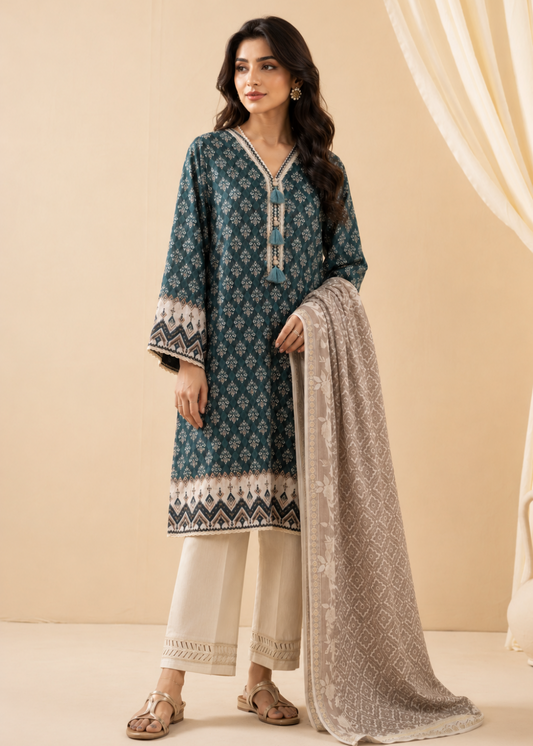 Basic Printed Lawn 3-Pieces Stitched