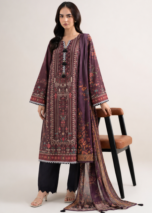 Basic Printed Lawn 3-Pieces Stitched
