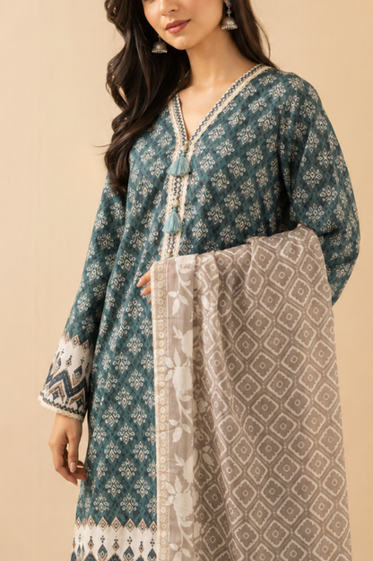 Basic Printed Lawn 3-Pieces Stitched