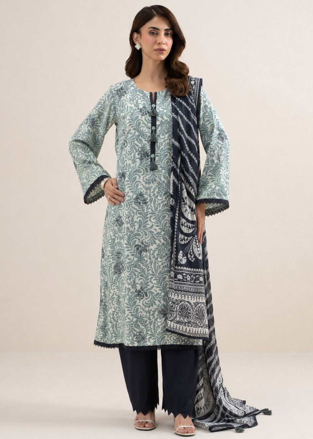 Basic Printed Lawn 3-Pieces Stitched