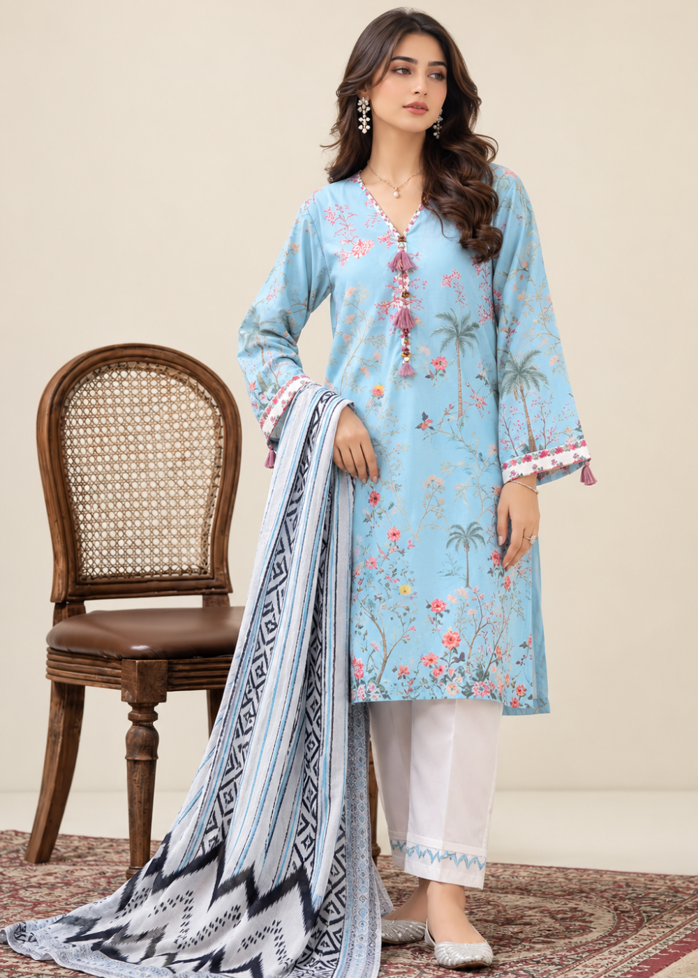 Basic Printed Lawn 3-Pieces Stitched