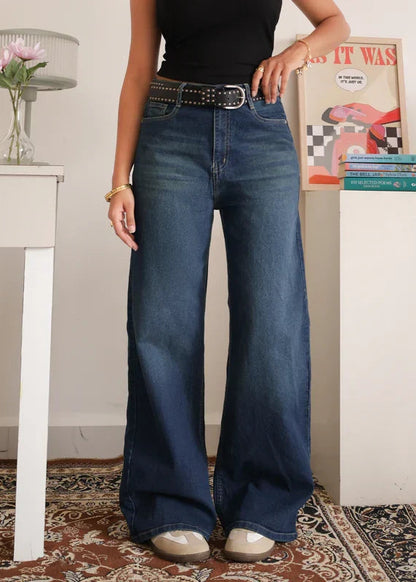 Luxe Celestial Blue Tinted Wide Leg Jeans