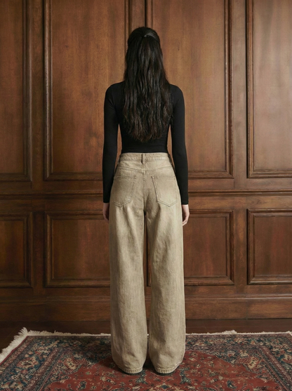 Patch Beige Super Wide leg jeans