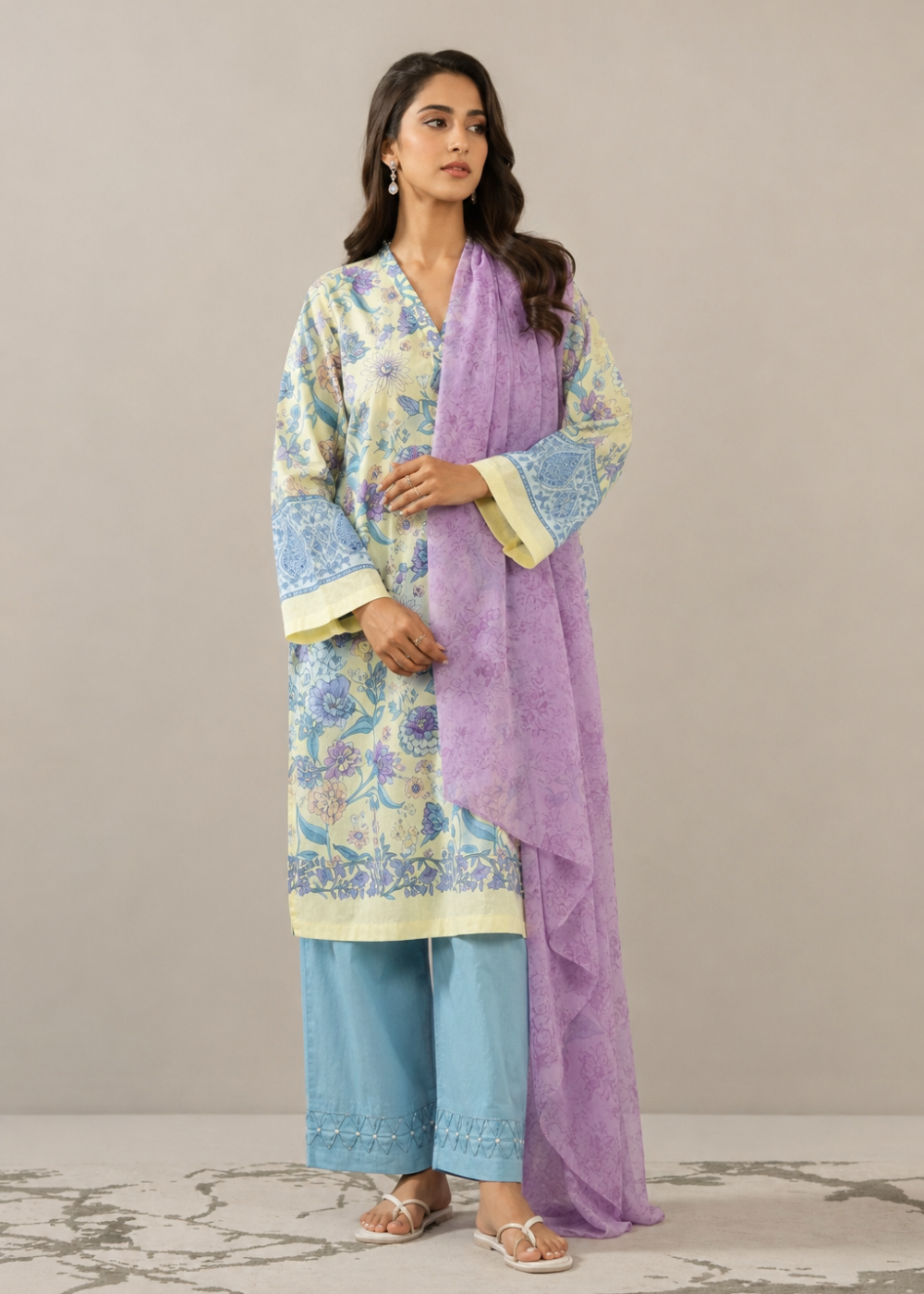 Basic Printed Lawn 3-Pieces Stitched