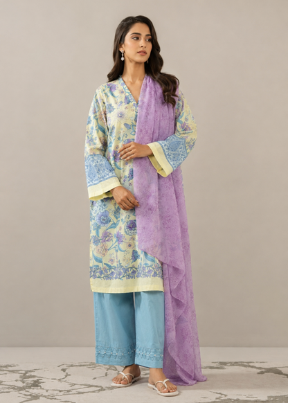 Basic Printed Lawn 3-Pieces Stitched