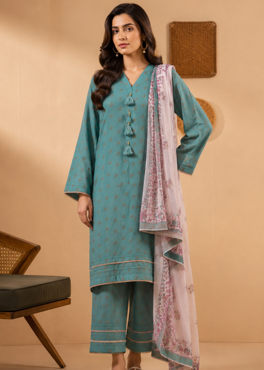 Basic Printed Lawn 3-Pieces Stitched