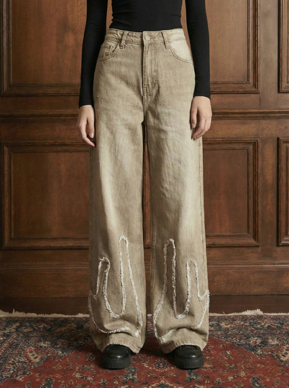 Patch Beige Super Wide leg jeans