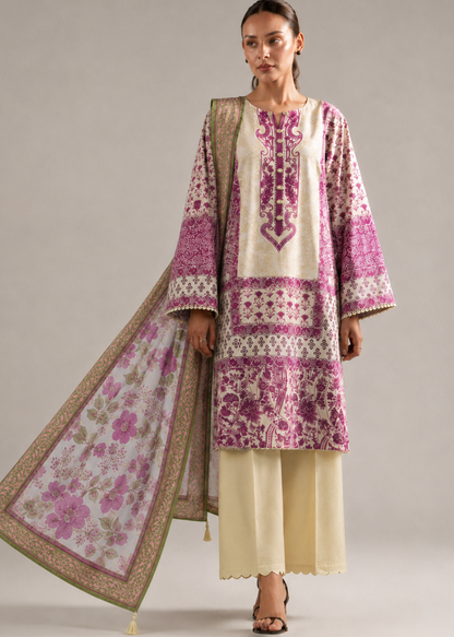 Basic Printed Lawn 3-Pieces Stitched