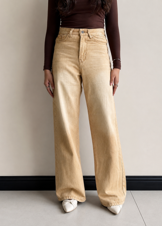 Beige Wide leg jeans