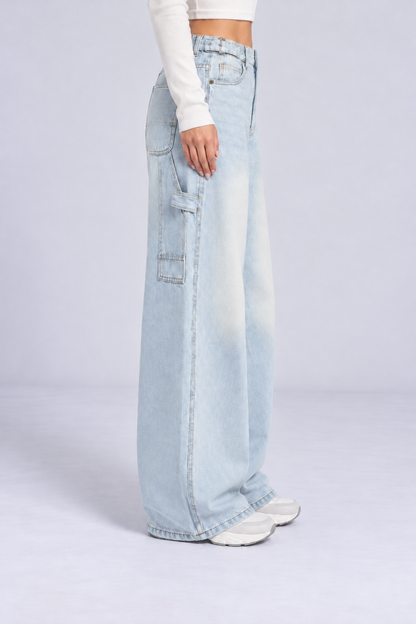 Sky Blue Mid-rise Carpenter Jeans.