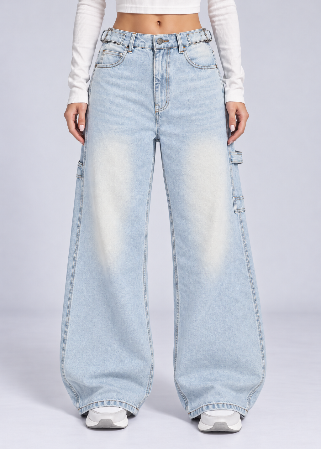 Sky Blue Mid-rise Carpenter Jeans.