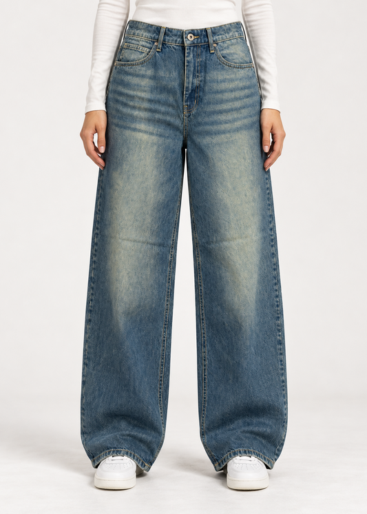 Clay Medium Blue Baggy Jeans - UNISEX