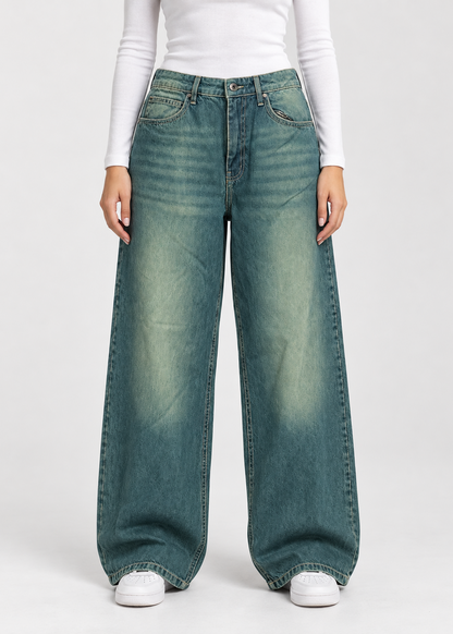 Spearmint Fade Baggy Fit Jeans (Unisex)