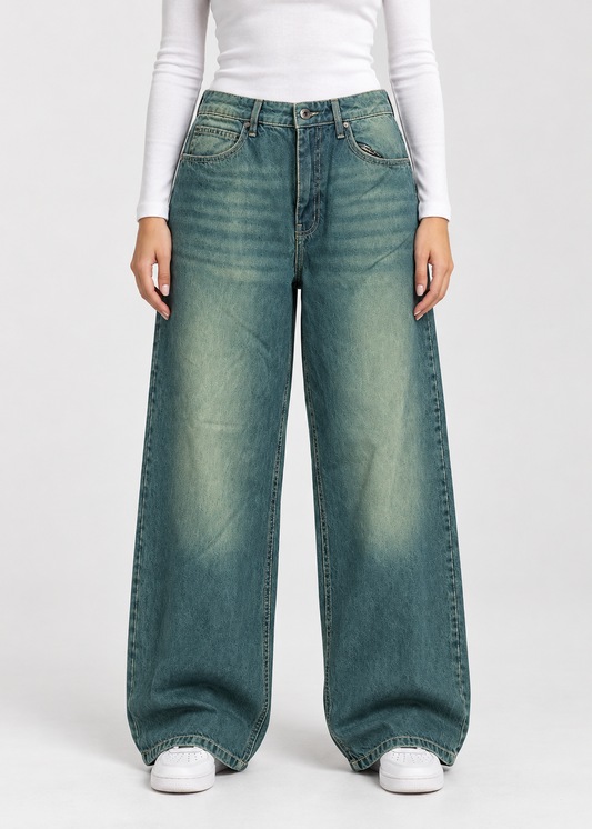 Spearmint Fade Baggy Fit Jeans (Unisex)