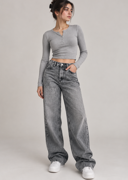 80's Ash Grey Wide Leg Jeans (Unisex)
