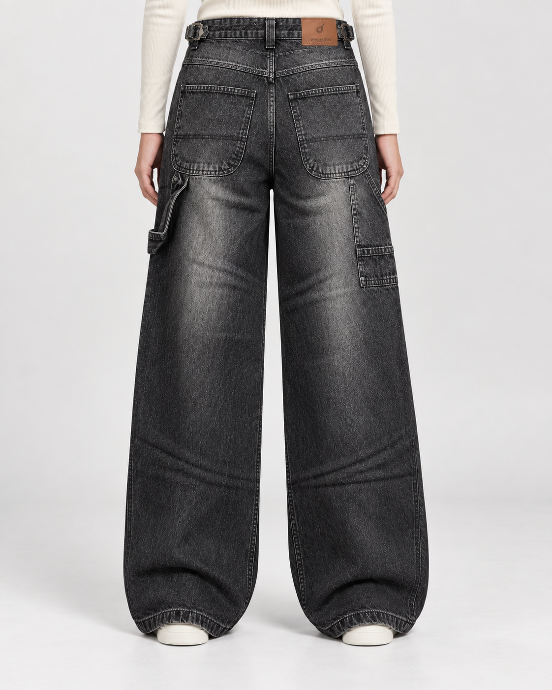 Charcoal Faded Black Mid-rise Carpenter Jeans.