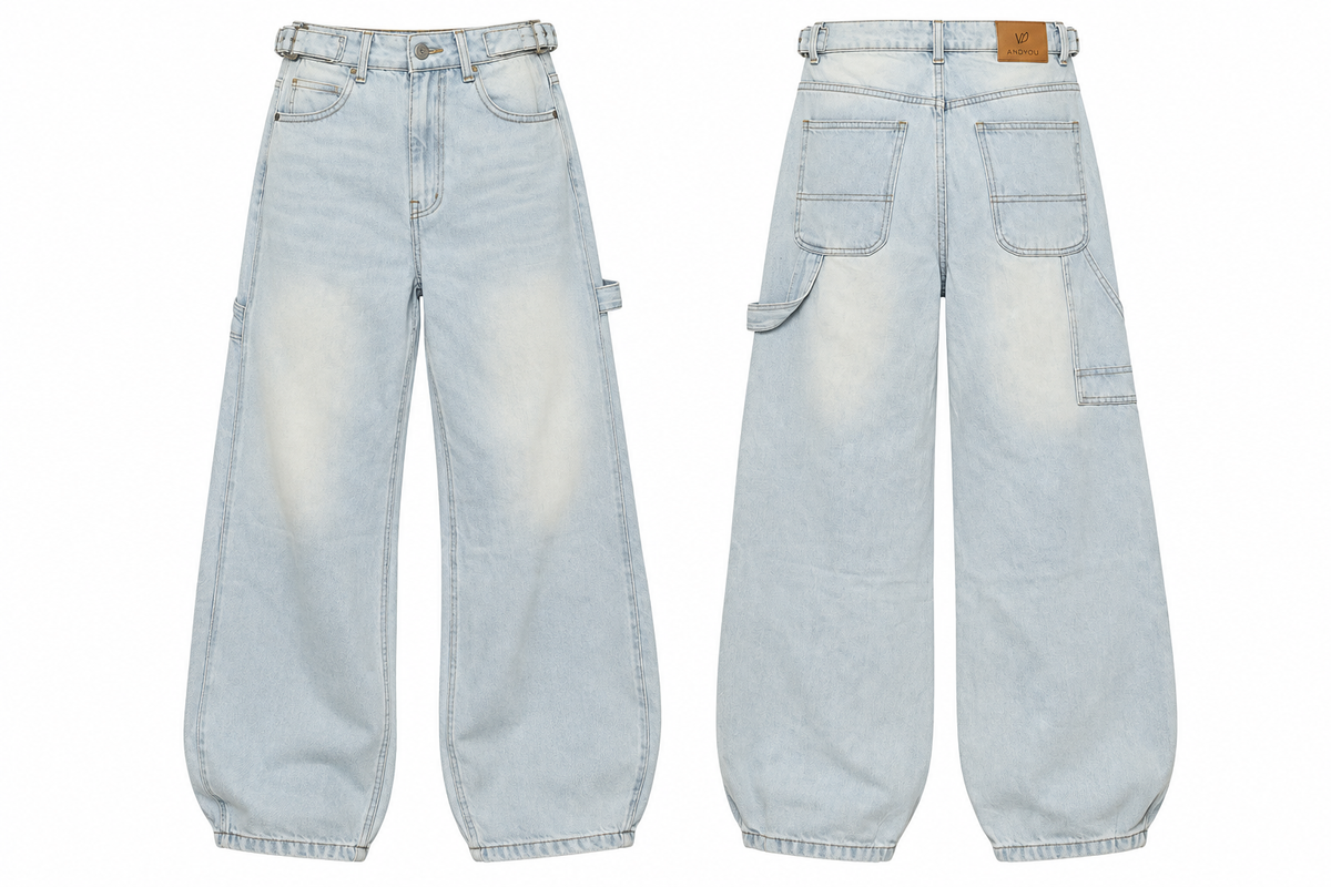 Sky Blue Mid-rise Carpenter Jeans.