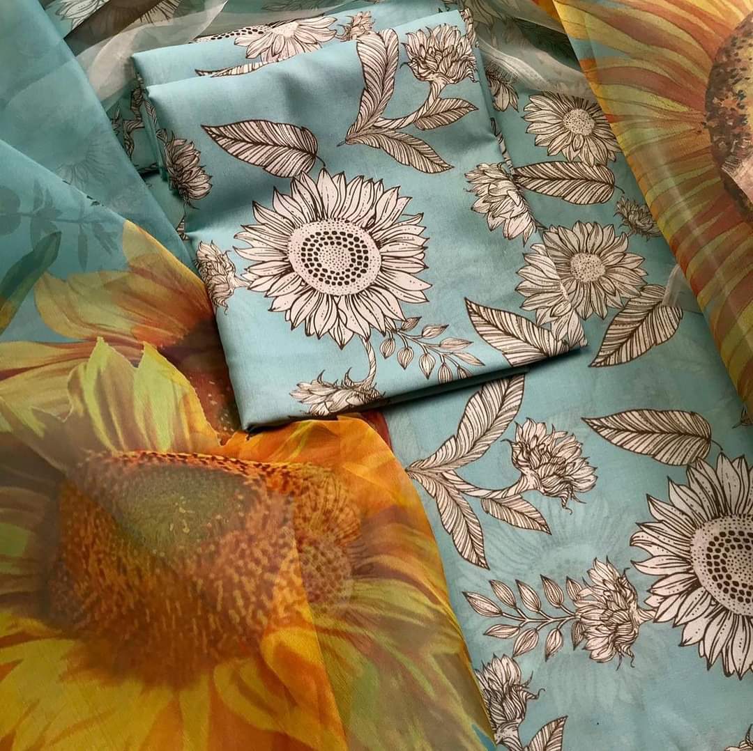 3pc Unstitched - Printed Swiss Lawn Suit